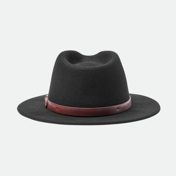 BRIXTON Messer Black 100% Wool Felt Fedora Unisex XL 7 3/4 Hat Size 62 CM NWOT